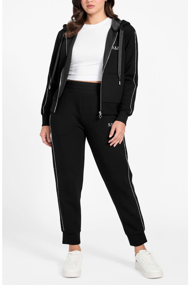 Rhinestone Embellished Zip Hoodie, Alternate, color, JET BLACK-BLACK