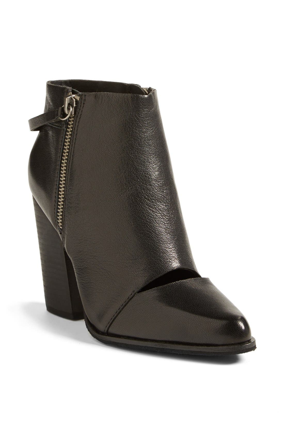 'Abby' Cutout Leather Bootie, Main, color, BLACK