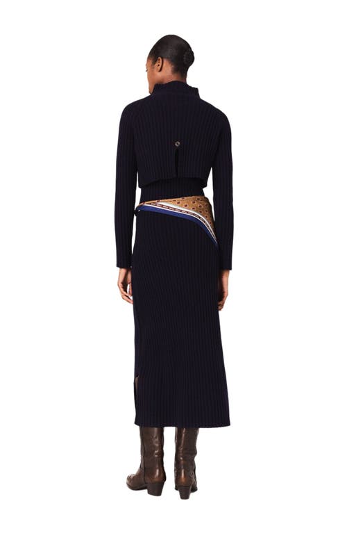 Maje Knit Maxi Dress With Removable Sweater In Blue