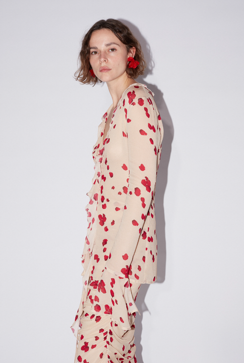 Saemdi Rose Chiffon Top In Nude Rose