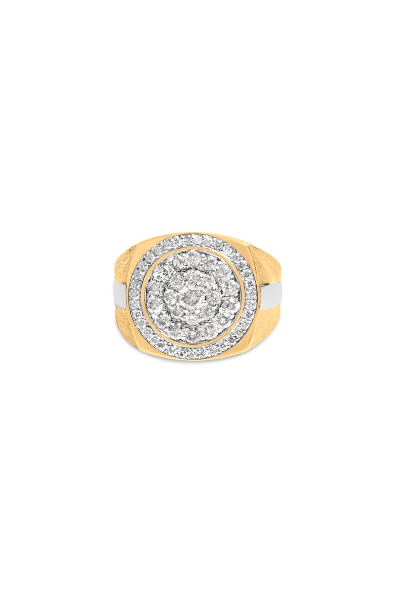 10K Yellow Gold 1 1/2 Cttw Diamond Cluster and Halo Signet Mens Ring, Main, color, Yellow