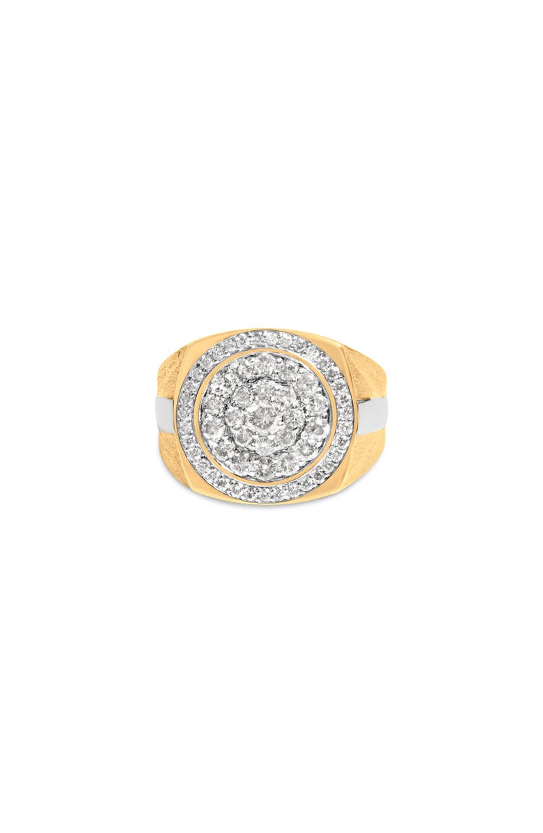 Haus of Brilliance 10K Yellow Gold 1 1/2 Cttw Diamond Cluster and Halo Signet Mens Ring, Main, color, Yellow