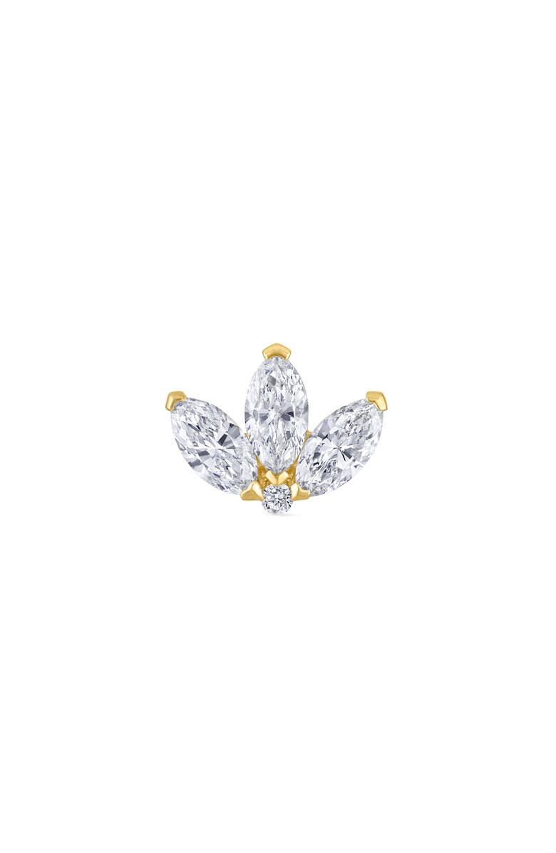 MARIA TASH Engraved Diamond Lotus Single Stud Earring, Alternate, color, 18K Yellow Gold/ Diamond