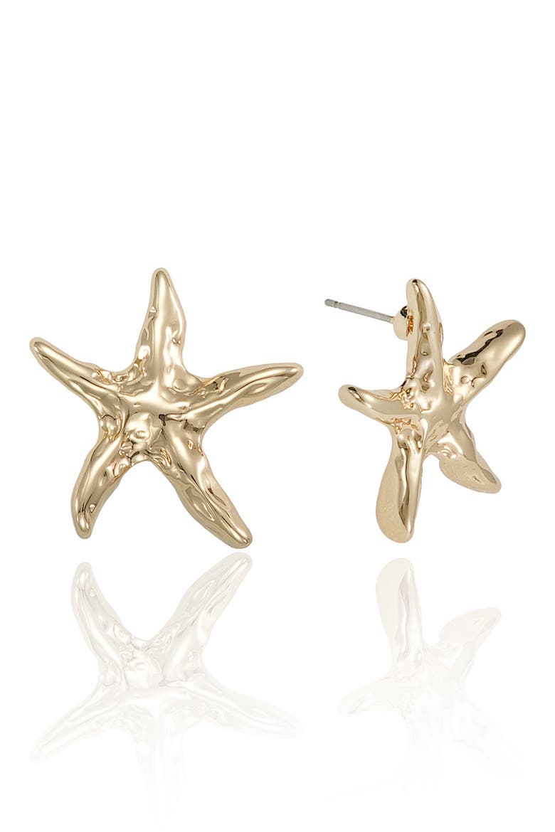 Starfish Stud Earrings, Main, color, GOLD
