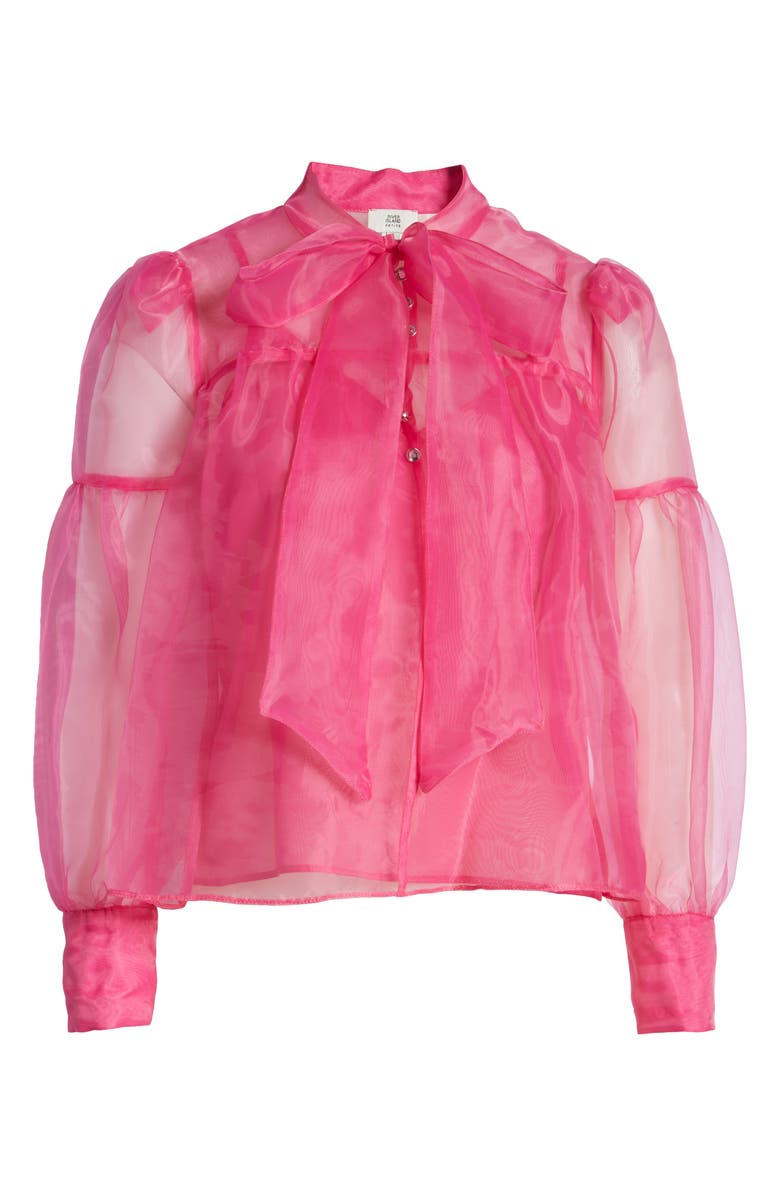 River Island Sheer Organza Bow Neck Blouse, Alternate, color, 