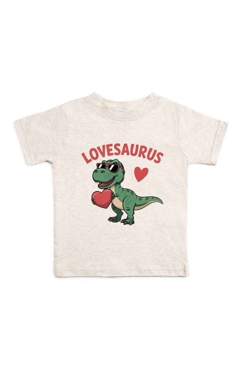 Sweet Wink Lovesaurus Valentine
s Day Short Sleeve T-Shirt, Main, color, Natural Heather