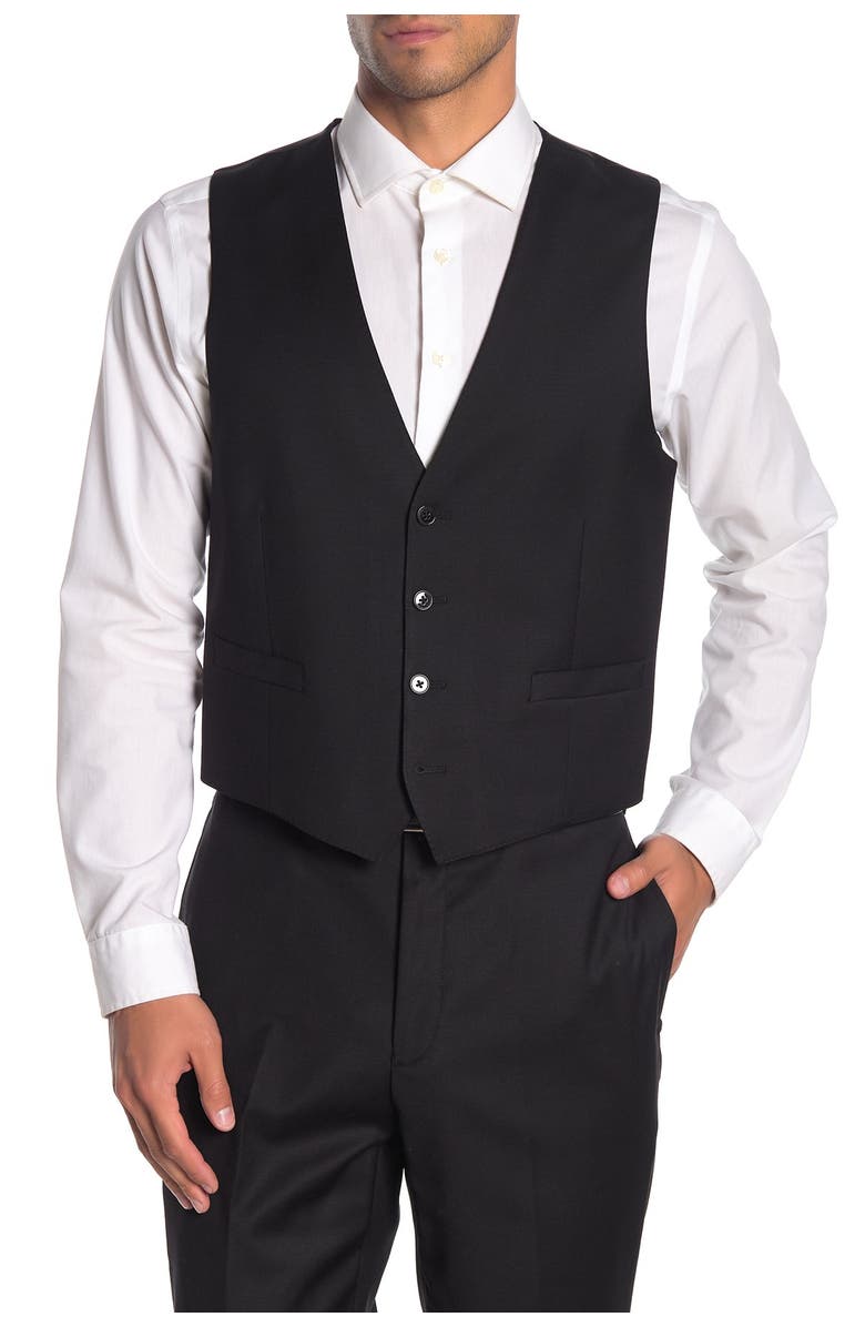 Calvin Klein Black Twill Slim Fit Suit Separate Vest, Main, color, 