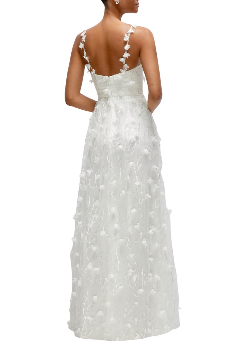 Dessy Collection Floral Embroidered Gown, Alternate, color, Ivory