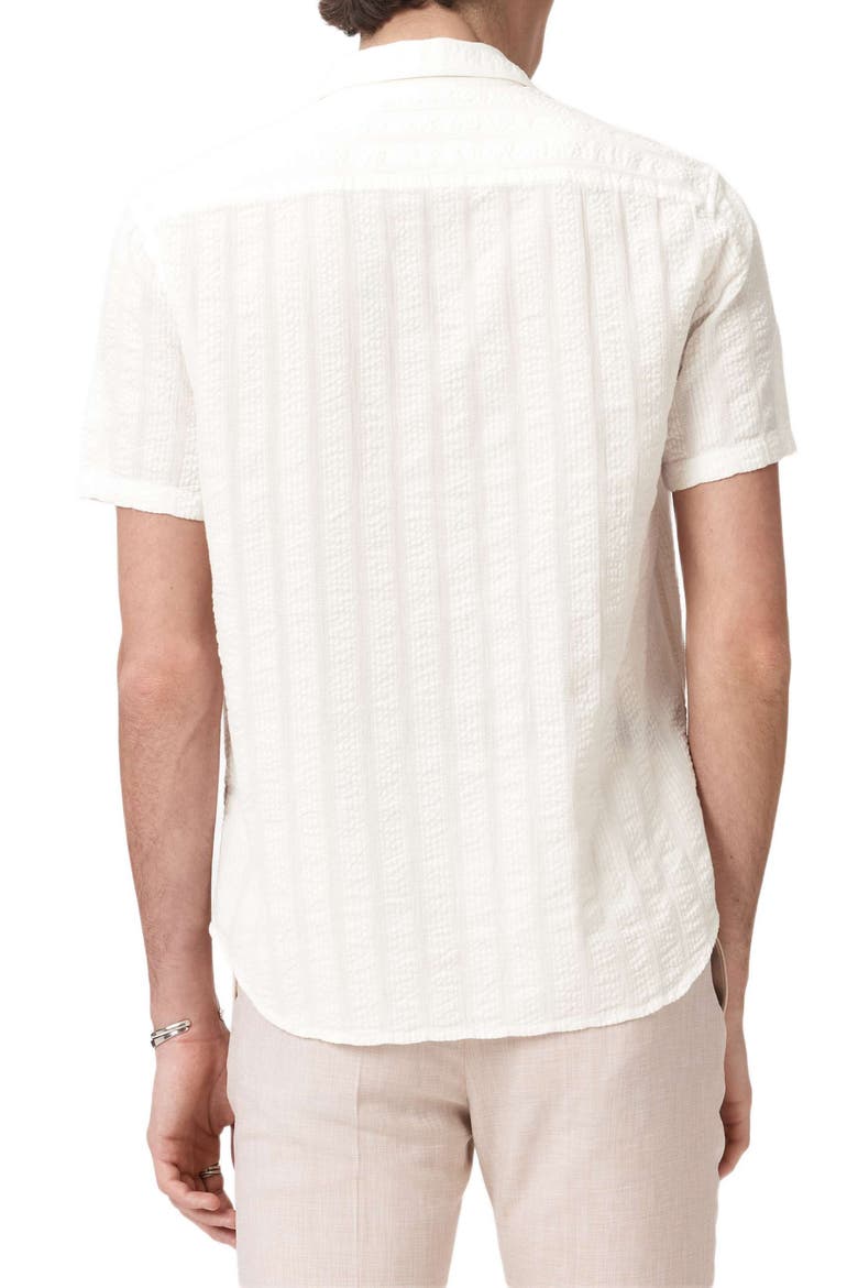 Carson Textured Short Sleeve Cotton Button-Up Shirt, Alternate, color, WHITE