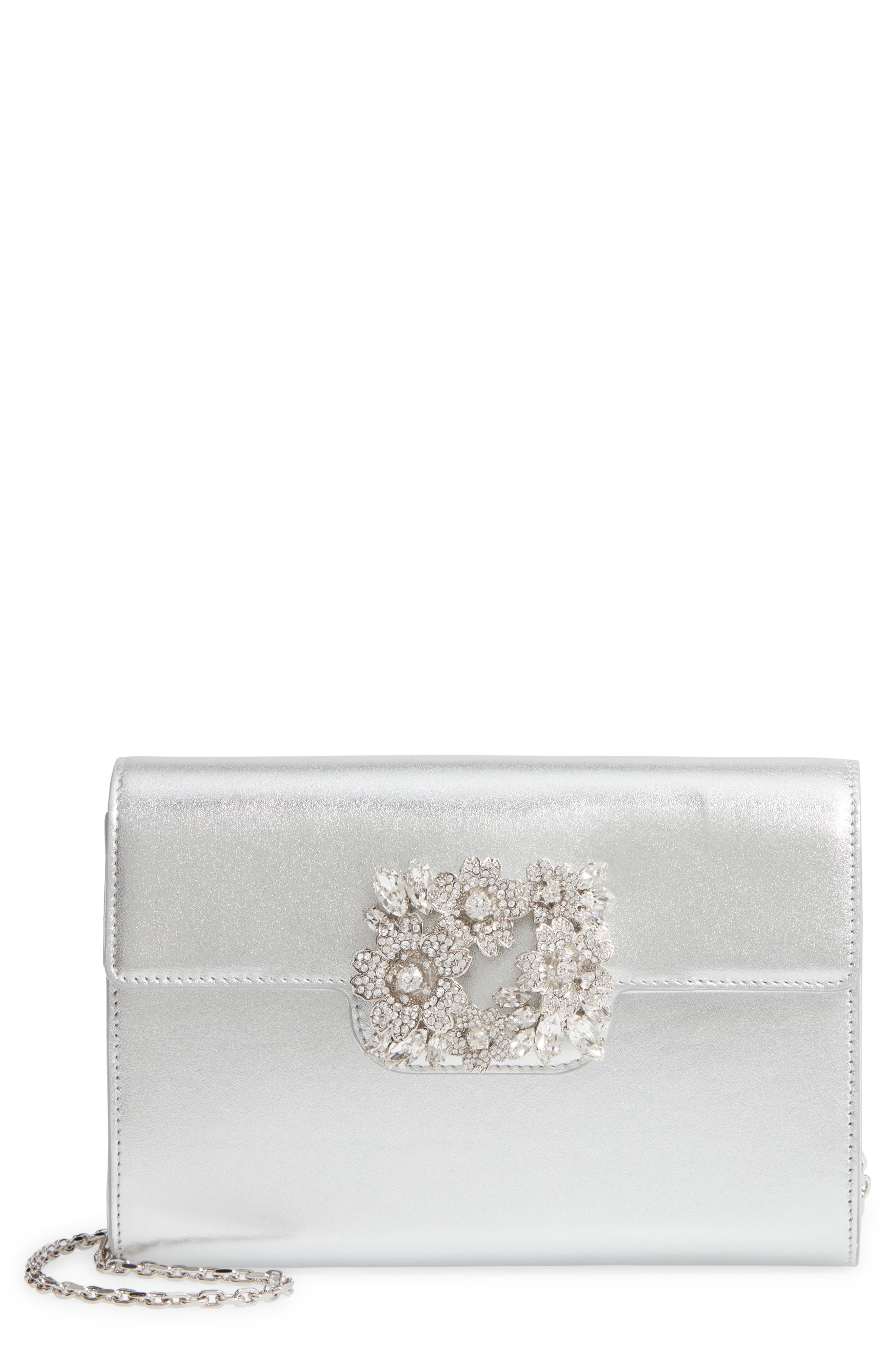 Roger Vivier Bouquet Strass Envelope Clutch, Main, color, 