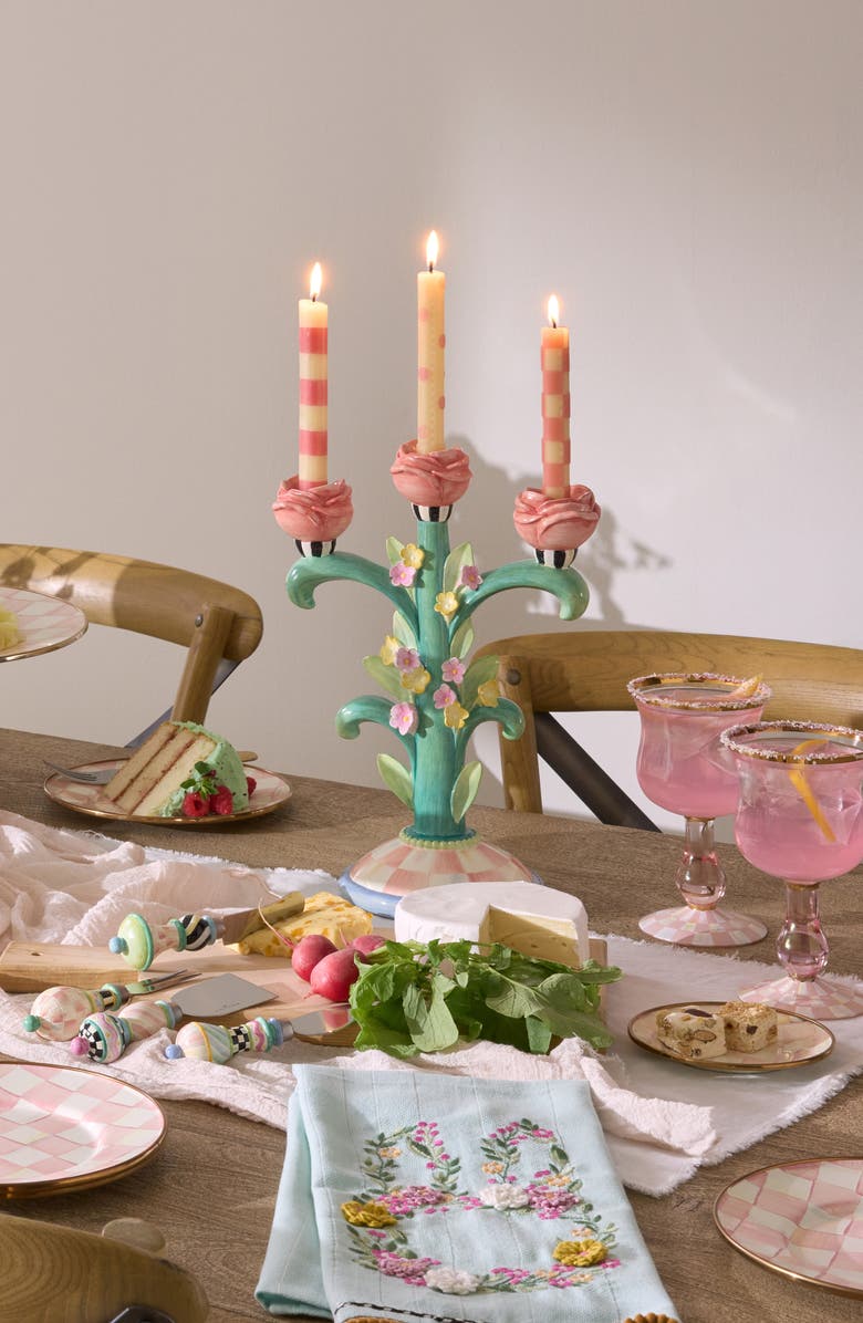 MACKENZIE CHILDS Rosy Meadow Candlelabra, Alternate, color, Rosy