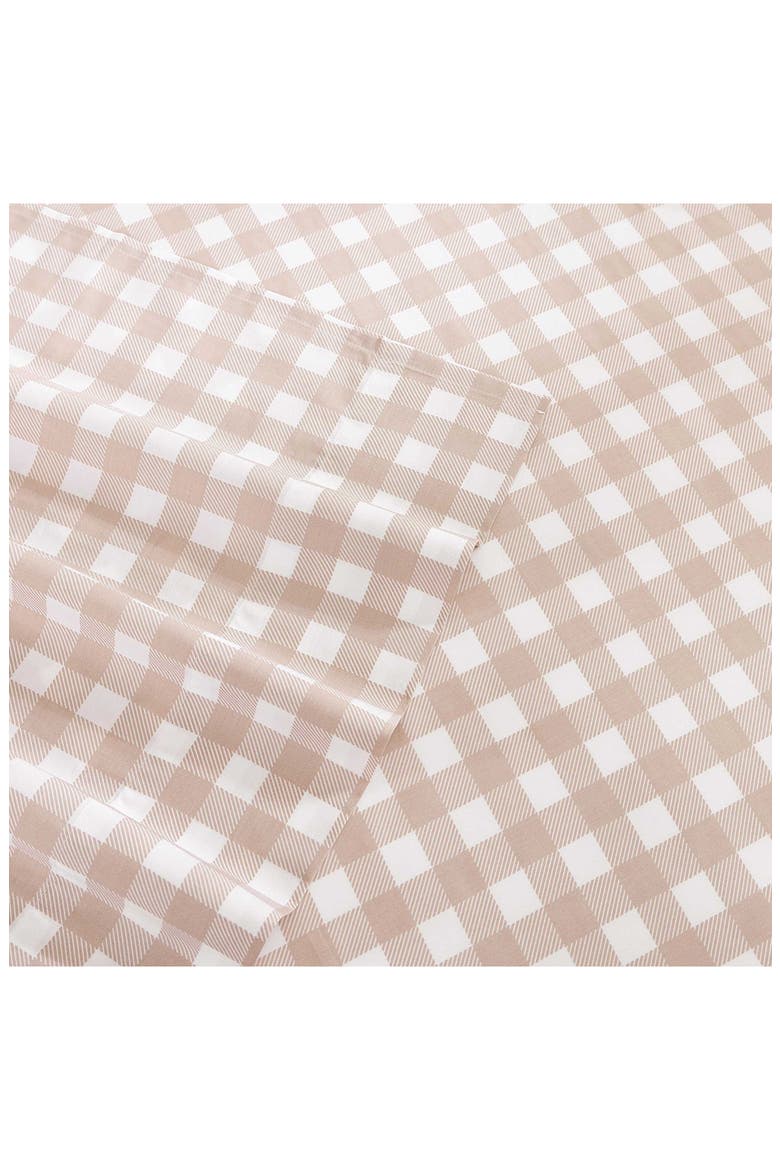 Cottage Check 200 Thread Count Cotton Percale Sheet Set, Alternate, color, LIGHT BEIGE