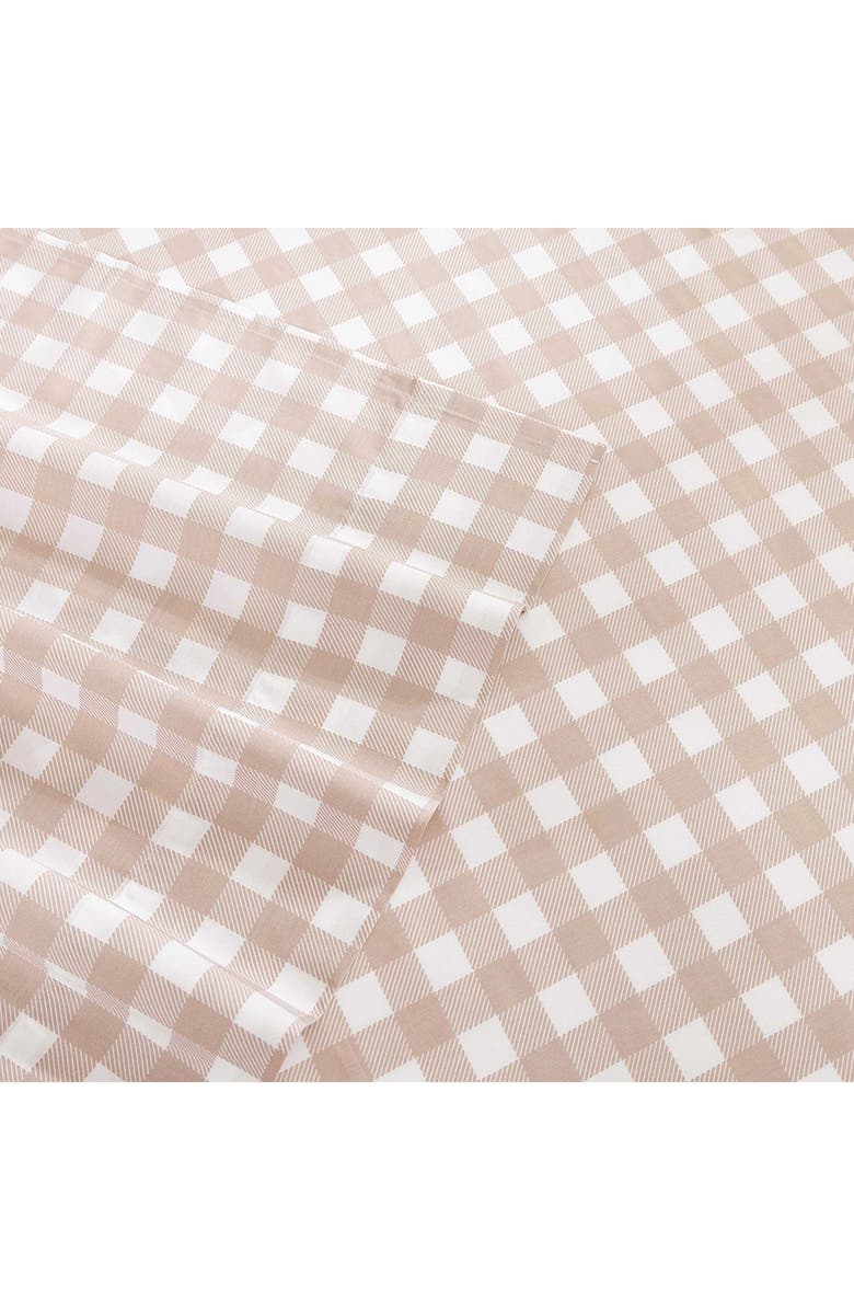 STONE COTTAGE Cottage Check 200 Thread Count Cotton Percale Sheet Set, Alternate, color, Light Beige