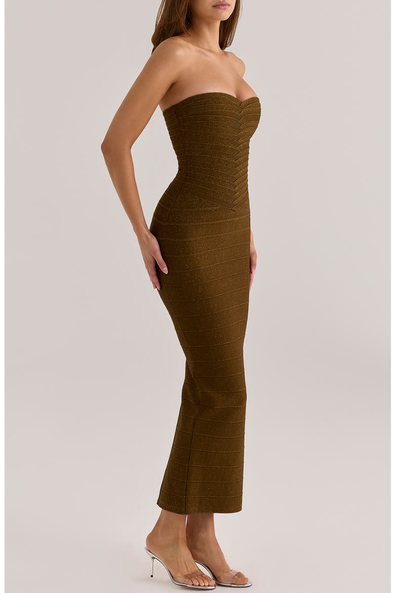 The Sweetheart Strapless Bandage Dress, Alternate, color, OLIVE