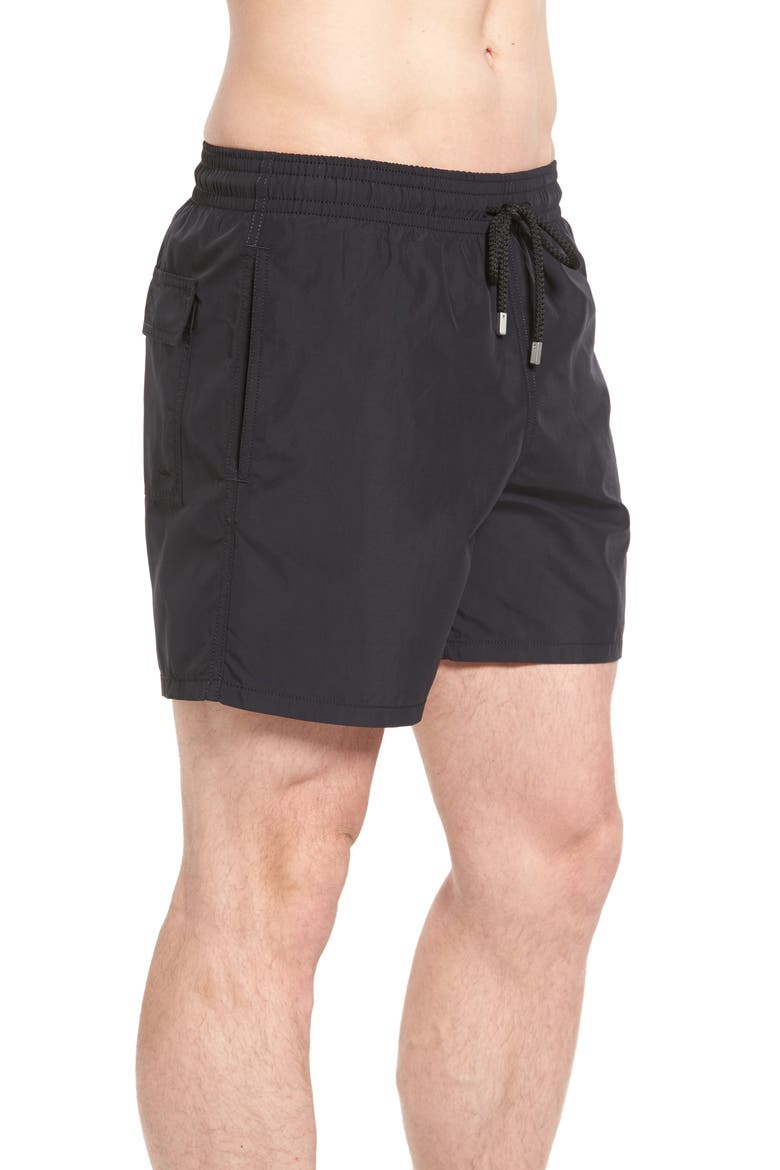 Men's Solid Swim Trunks, Alternate, color, BLACK