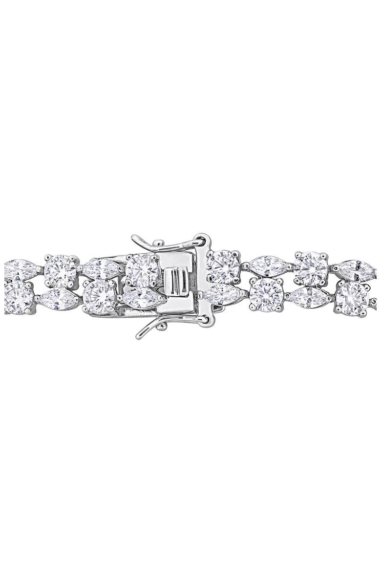Lab-Created White Sapphire Two-Row Bracelet, Alternate, color, WHITE