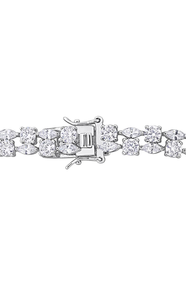 DELMAR Lab-Created White Sapphire Two-Row Bracelet, Alternate, color, White