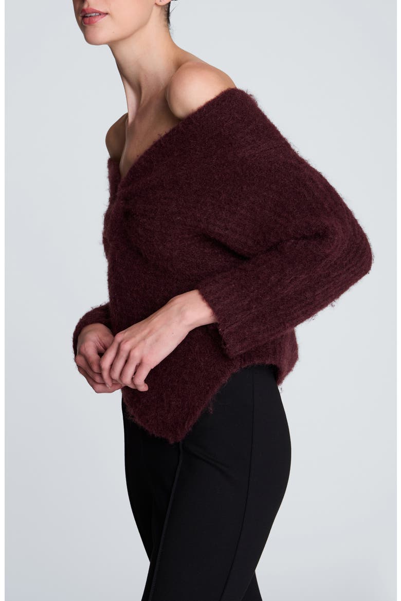 Asymmetrical Drape Neck Chunky Sweater, Alternate, color, SUGAR BEET