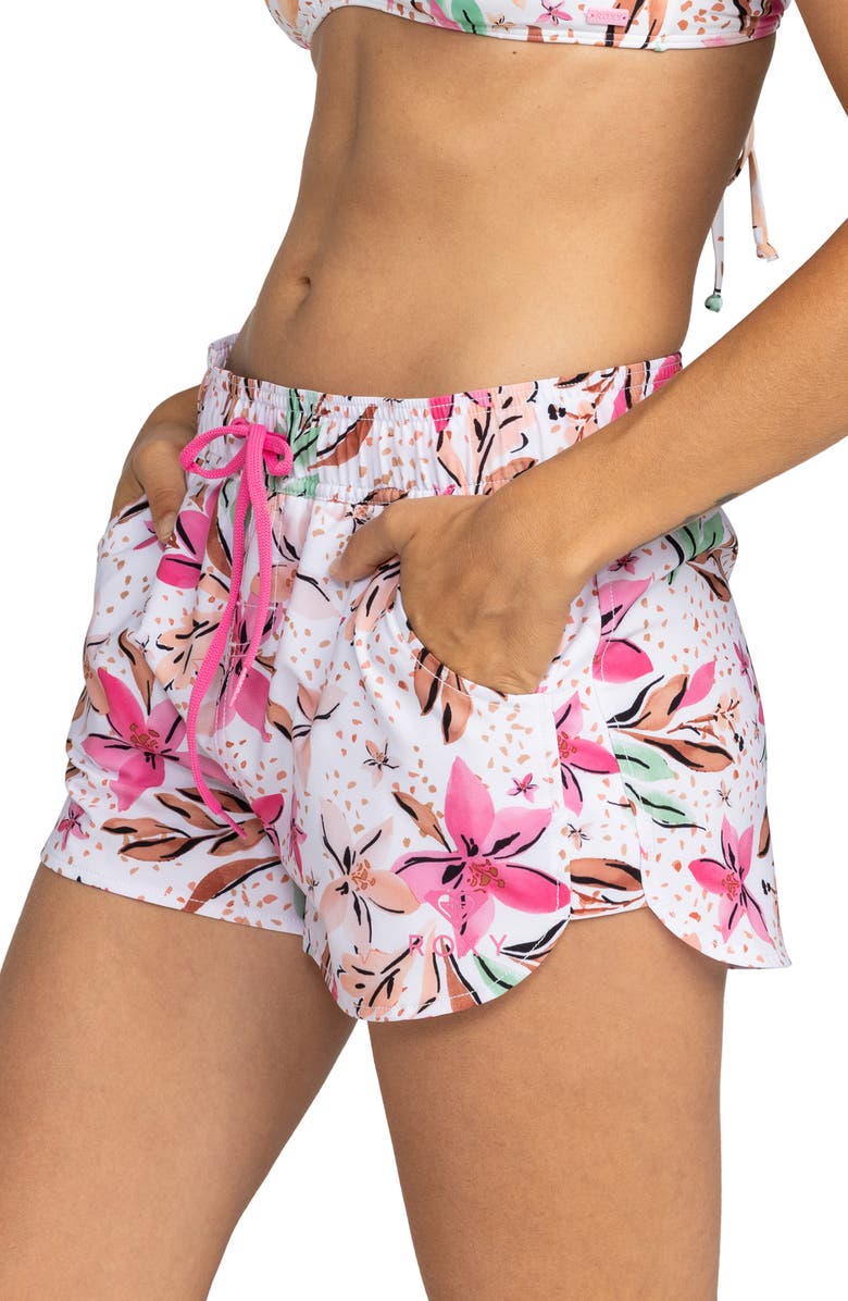 Roxy Wave Print Cover-Up Shorts, Alternate, color,