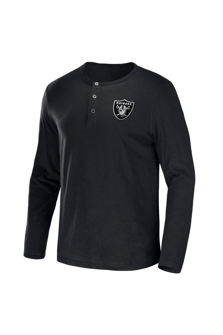 Men's NFL x Darius Rucker Collection by Fanatics Black Las Vegas Raiders Slub Jersey Henley Long Sleeve T-Shirt, Alternate, color, Black