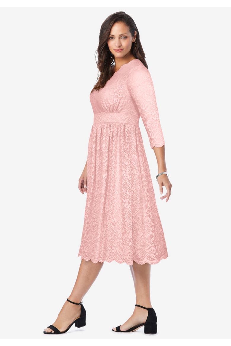 Stretch Lace A-Line Dress, Alternate, color, DARK SAPPHIRE