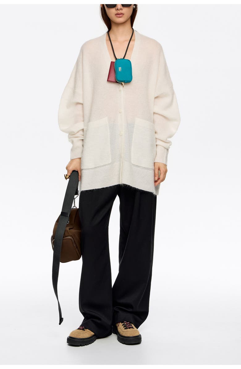 Bimba y Lola Long Mohair Cardigan, Alternate, color, Ivory