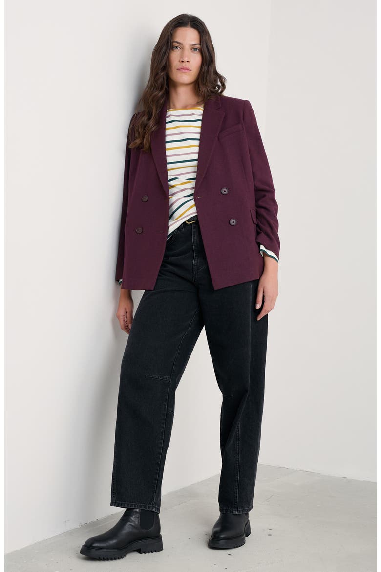 Lowena Double Breasted Recycled Wool Blend Blazer, Alternate, color, DARK HELLEBORE