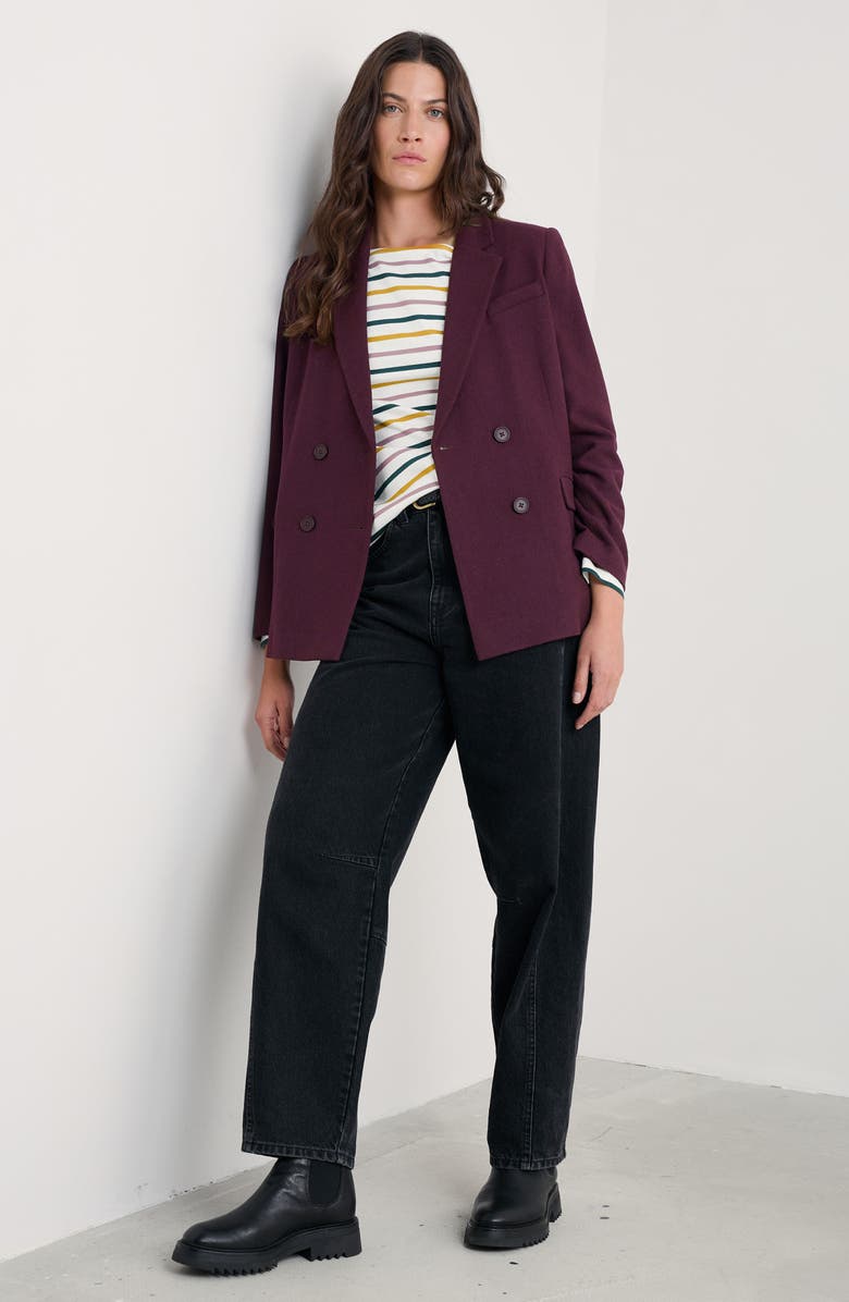 Seasalt Cornwall Lowena Double Breasted Recycled Wool Blend Blazer, Alternate, color, Dark Hellebore