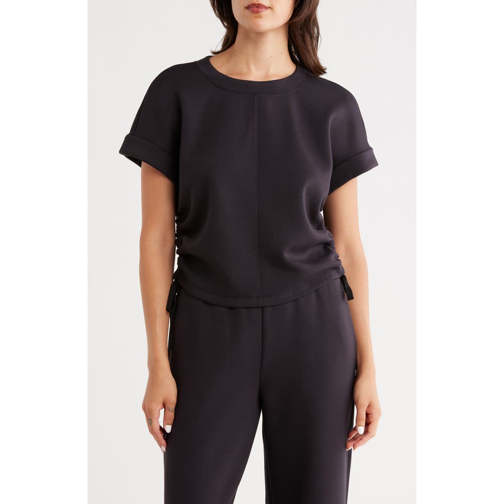 Z By Zella Whisper Ruched Scuba T-shirt In Black