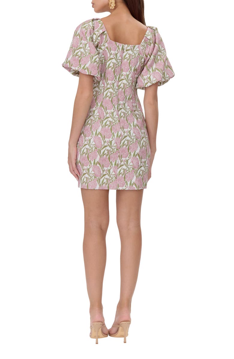Floral Jacquard Puff Sleeve Minidress