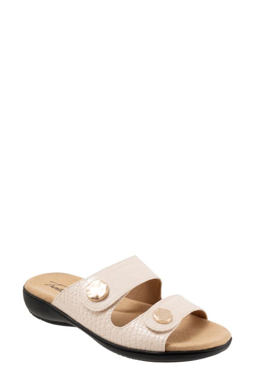Trotters Ruthie Croc Embossed Slide Sandal In Ivory