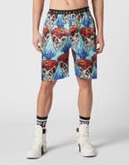 PHILIPP PLEIN Silk Shorts Love Tattoo Men