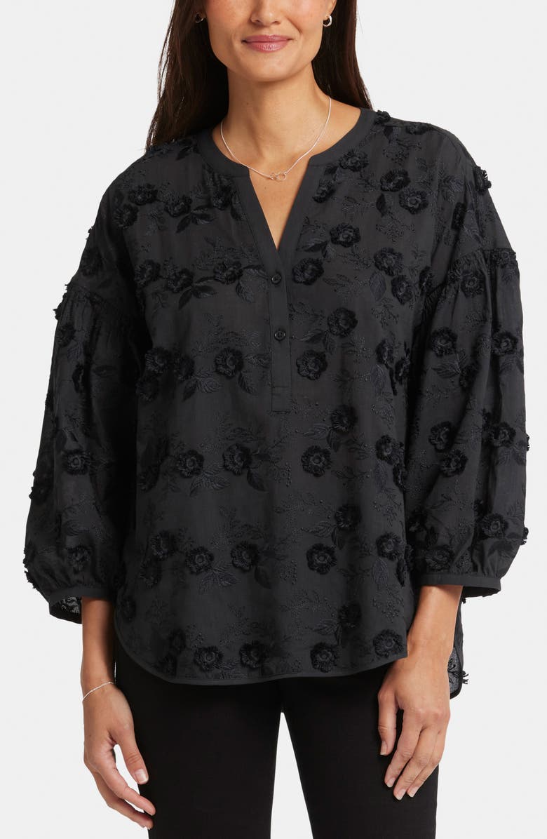 NYDJ Paulina Floral Embroidered Peasant Top, Main, color, 