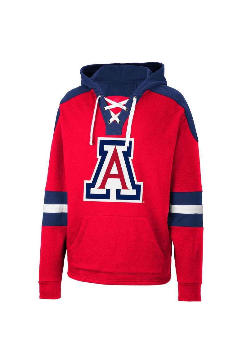 Men's Colosseum Red Arizona Wildcats Lace-Up 4.0 Pullover Hoodie, Alternate, color, Red