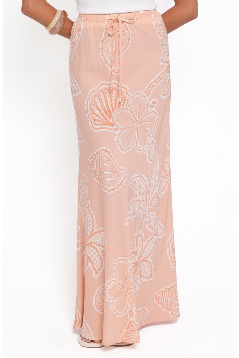 Marissa Drawstring Maxi Skirt, Main, color, PEACH FLORAL