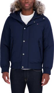 Tommy Hilfiger Snorkel Water Resistant Bomber Jacket with Faux Fur Trim