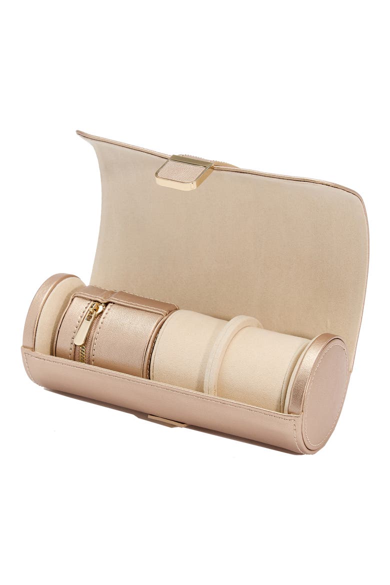Palermo Double Watch Roll + Jewelry Pouch, Alternate, color, ROSE GOLD