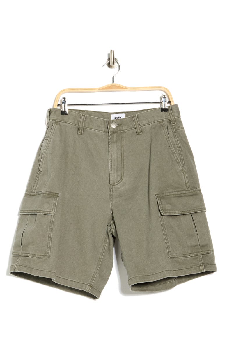 Obey Bigwig Baggy Denim Cargo Shorts, Main, color, Grape Leaf Faded Wash