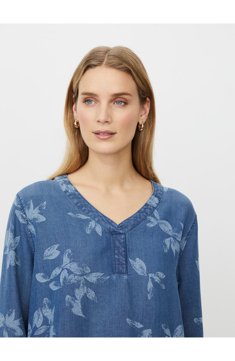 Masai Copenhagen MaDariane Denim Floral Print Blouse, Alternate, color, Blue Denim