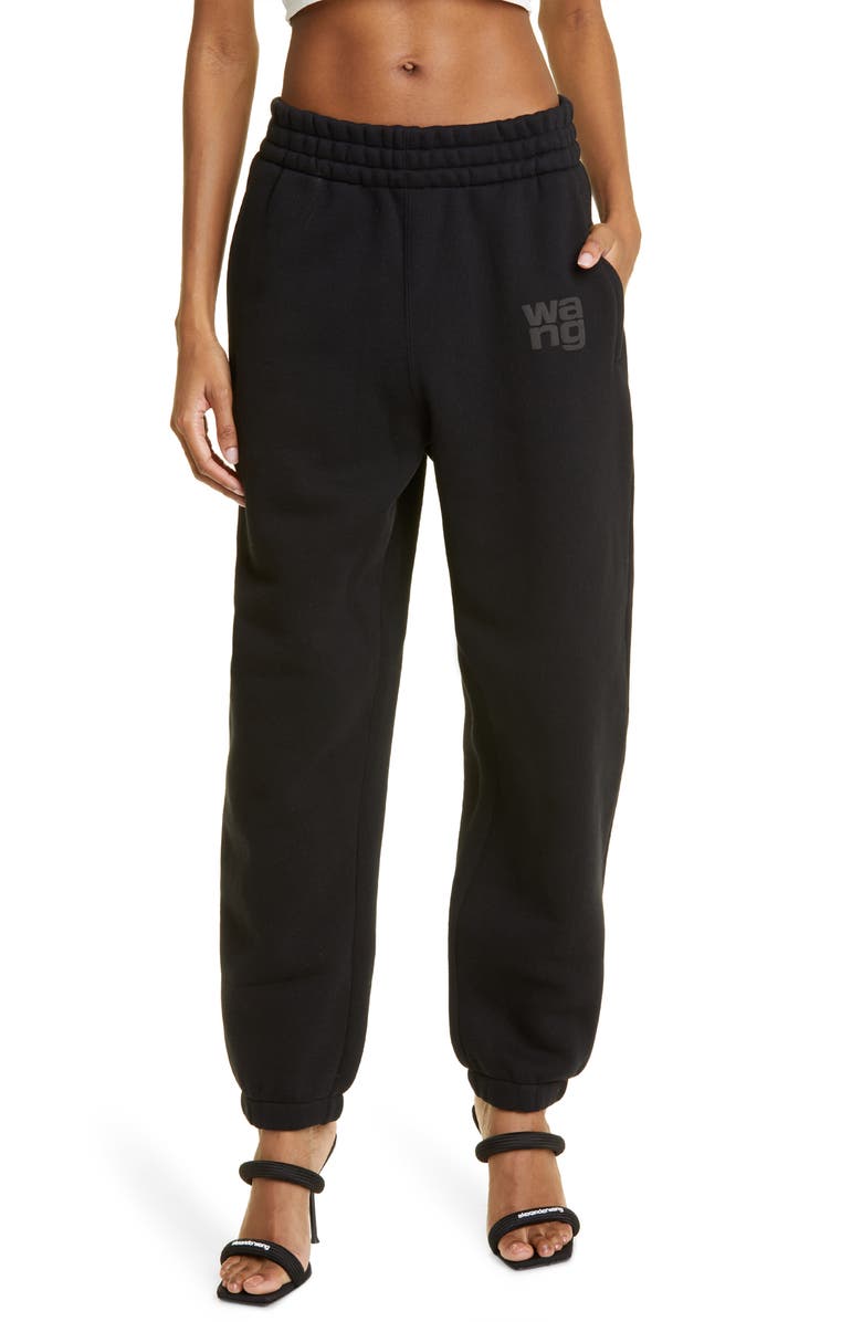 Alexander Wang Puff Logo Structured Terry Sweatpants, Main, color, 