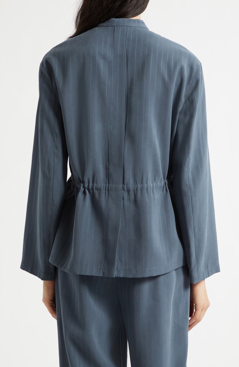 Emporio Armani Pinstripe Drawstring Waist Jacket, Alternate, color, Blue