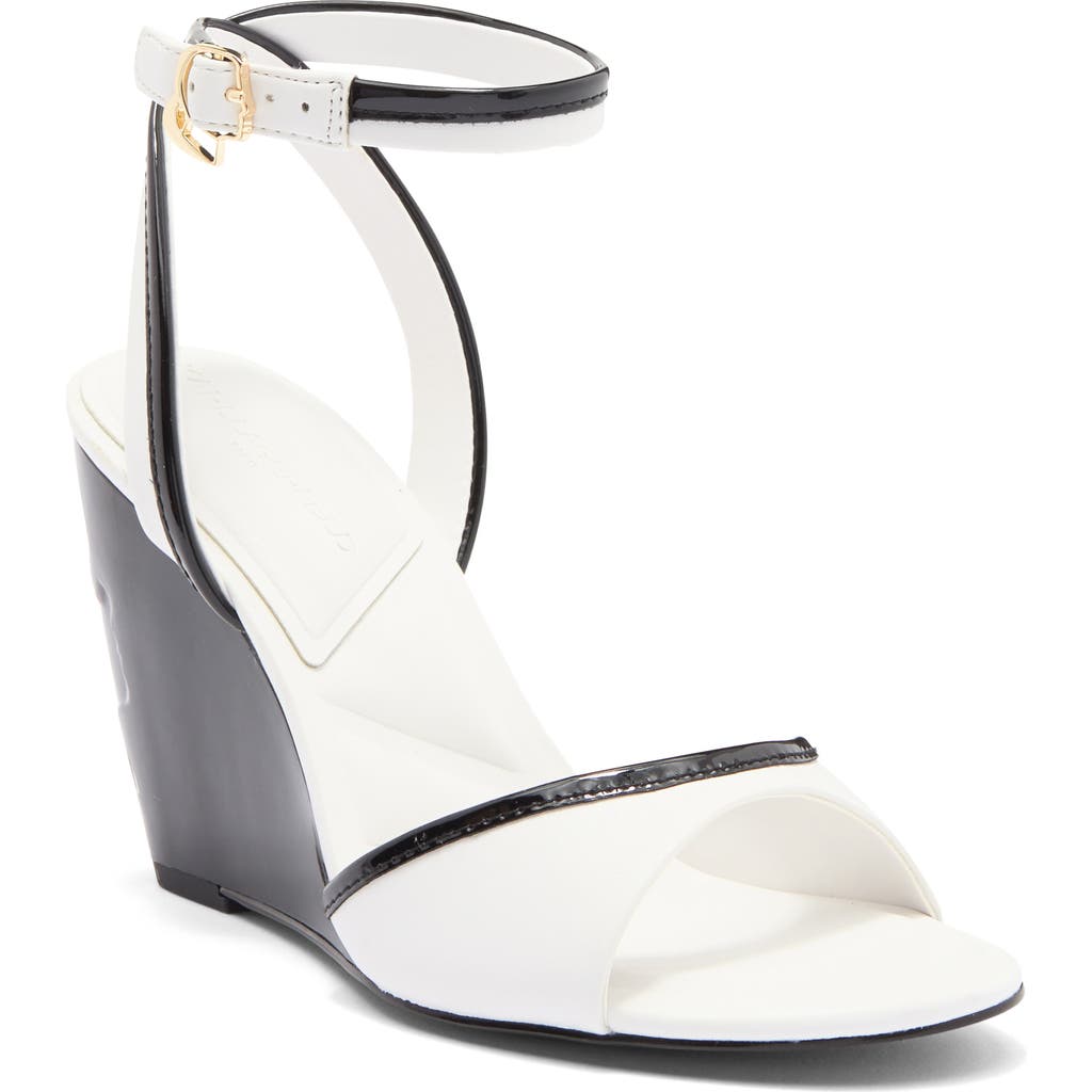Karl Lagerfeld Paris Kersey Wedge Sandal In Bright White/black