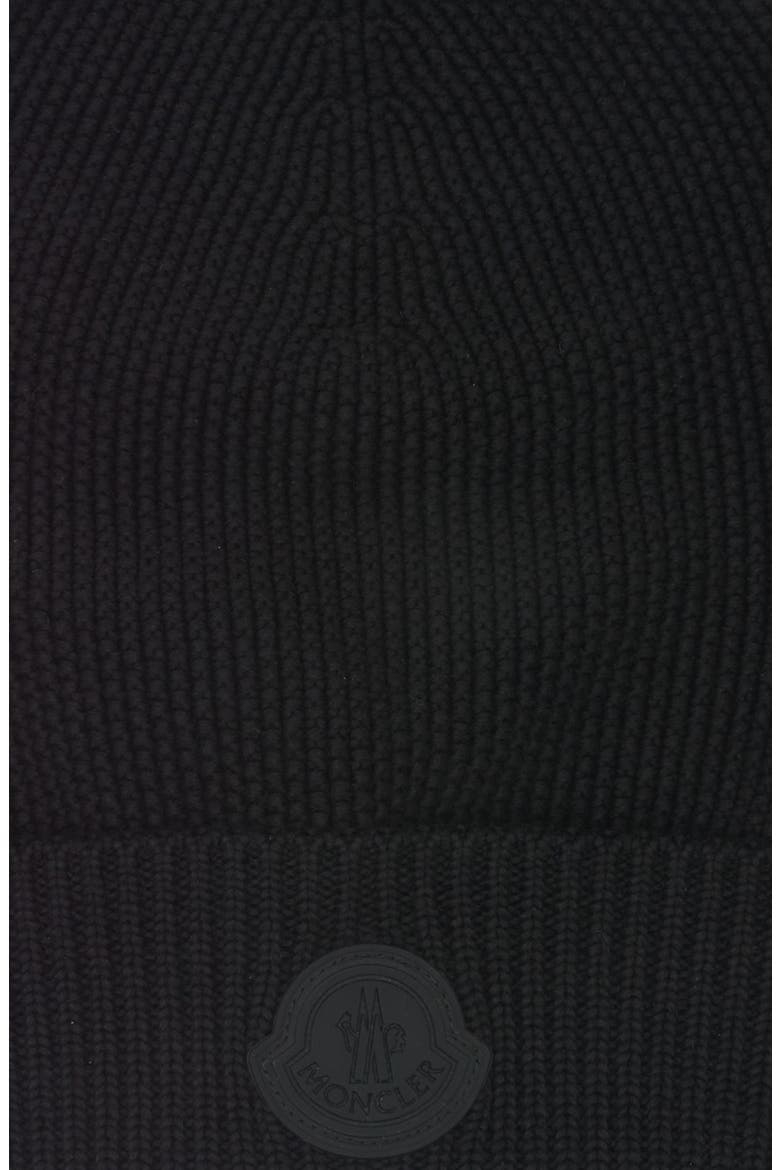 Logo Patch Cotton Rib Beanie, Alternate, color, BLACK