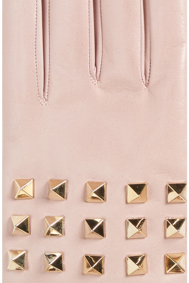 Rockstud Leather Gloves, Alternate, color, STONE