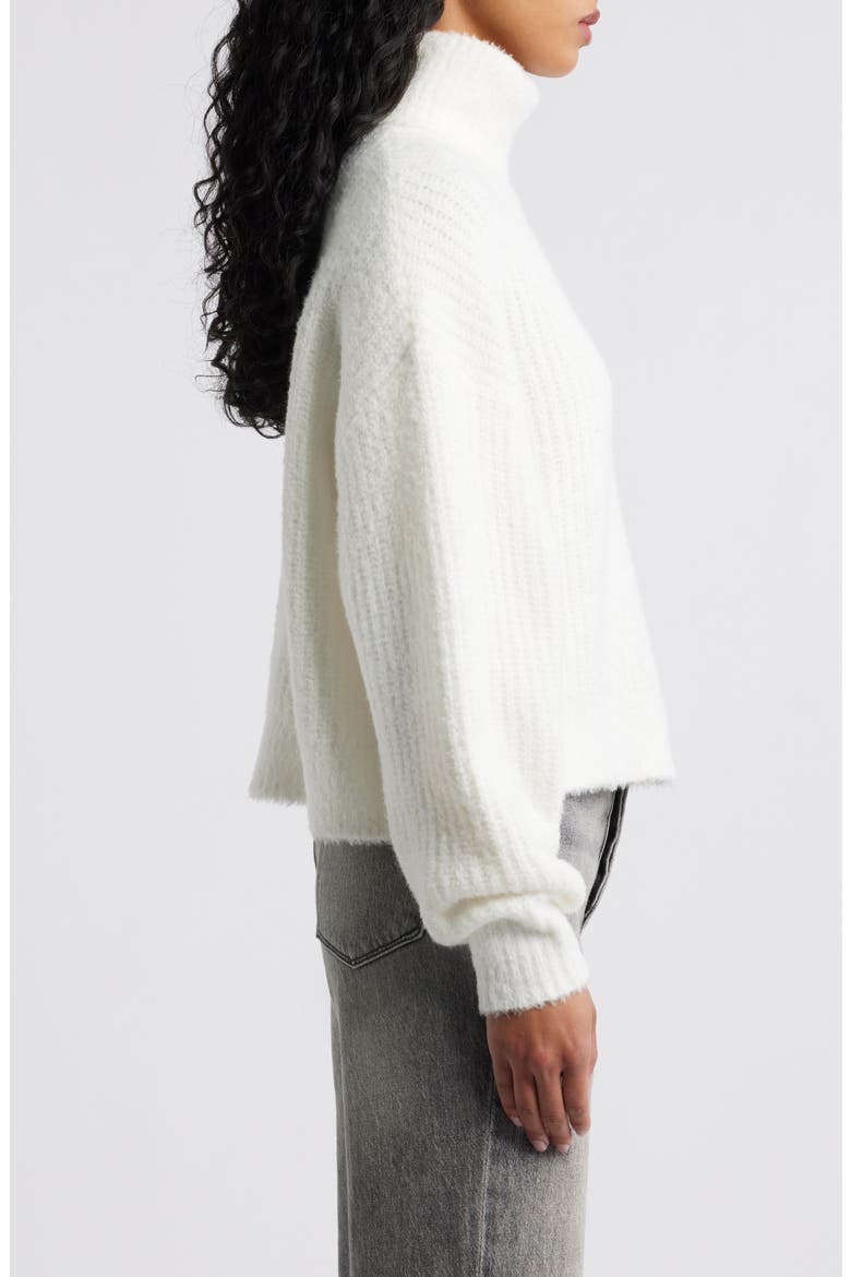 Fuzzy Turtleneck Sweater, Alternate, color, IVORY