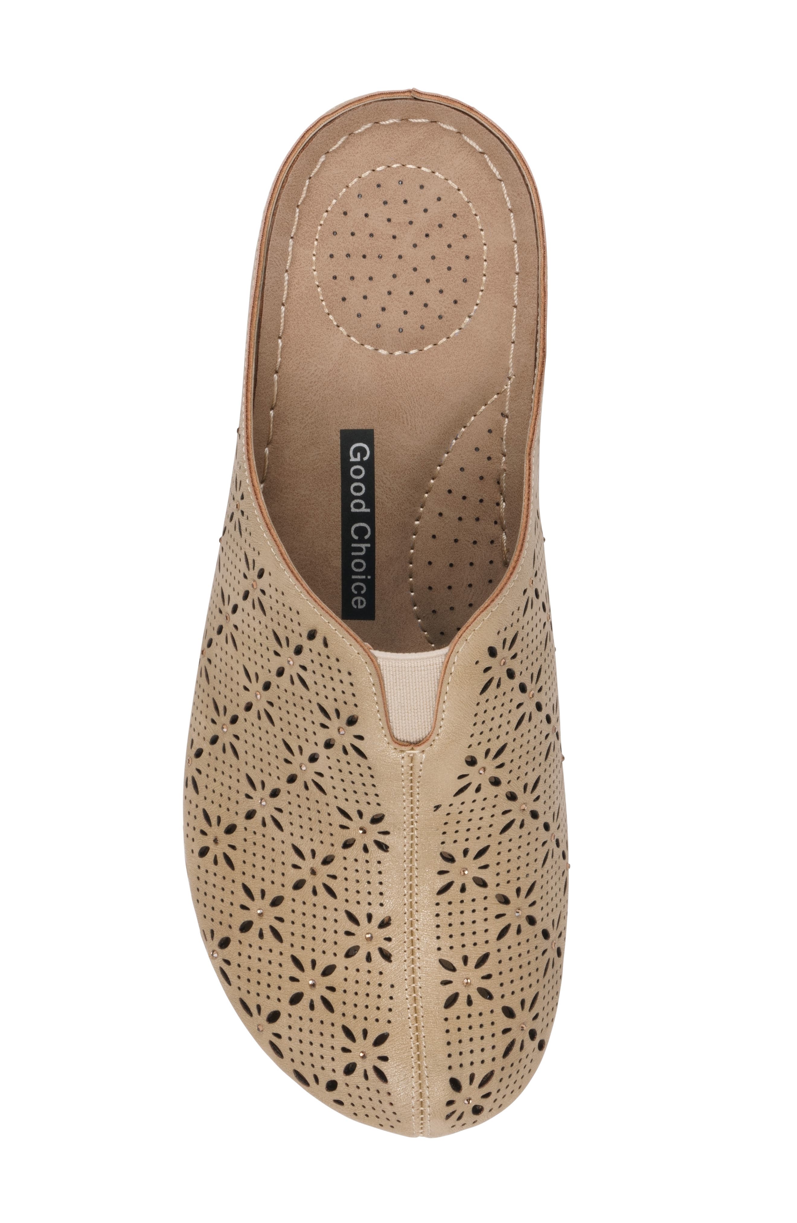 Vale Laser Cut Wedge Mule, Alternate, color, BEIGE