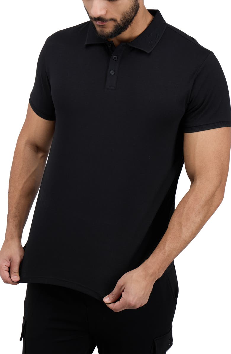 XRAY Stretch Cotton Rib Polo, Alternate, color, Black