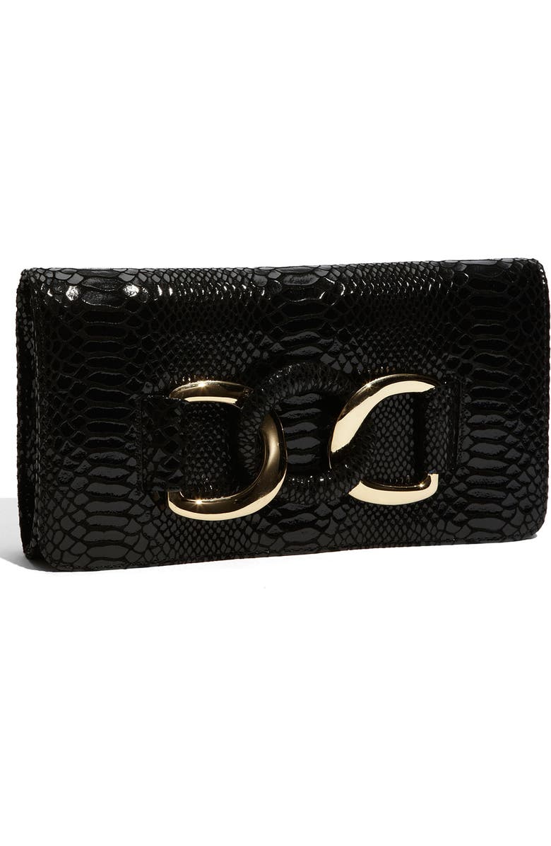 MICHAEL Michael Kors 'Oversized ID Chain' Snake Embossed Leather Clutch, Main, color,
