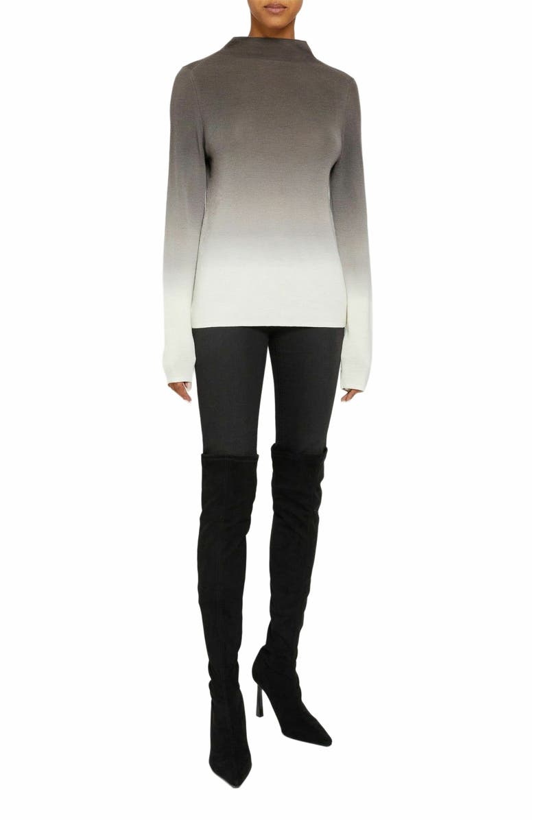 Santorelli COLETTA Long Sleeve Mock Neck Degrade Ombre Merino Wool Sweater, Alternate, color, Earth