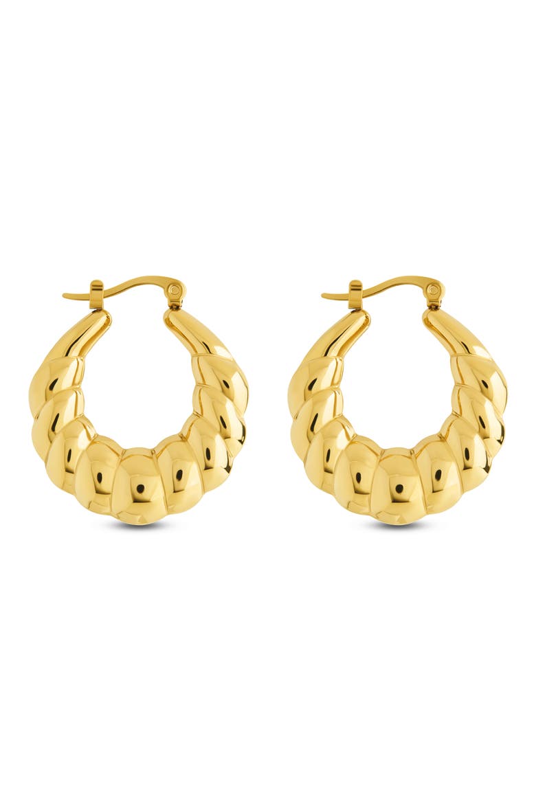 Piper Twisted Polished Hoop Earrings, Alternate, color, GOLD